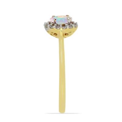 BUY 14K GOLD NATURAL ETHIOPIAN OPAL GEMSTONE HALO RING